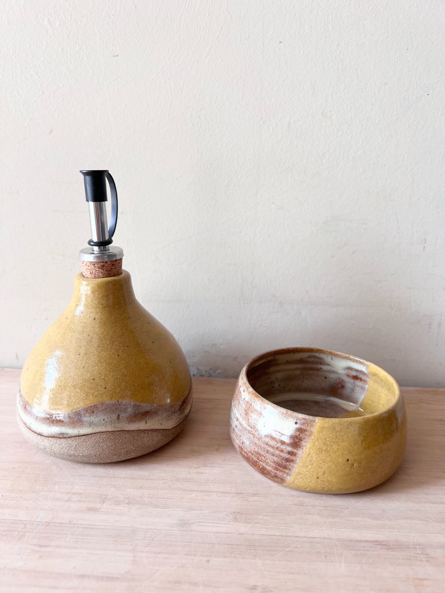 Mustard and Oak Oil Dispenser