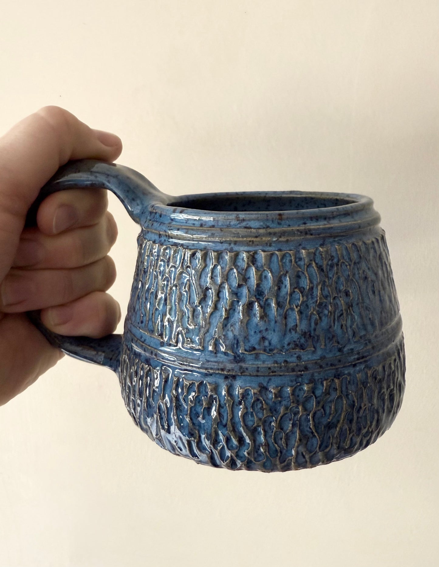 Blue Classic Carved Mug