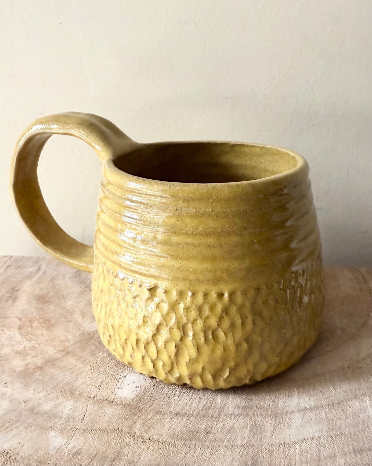 Mustard Half Carved Mug