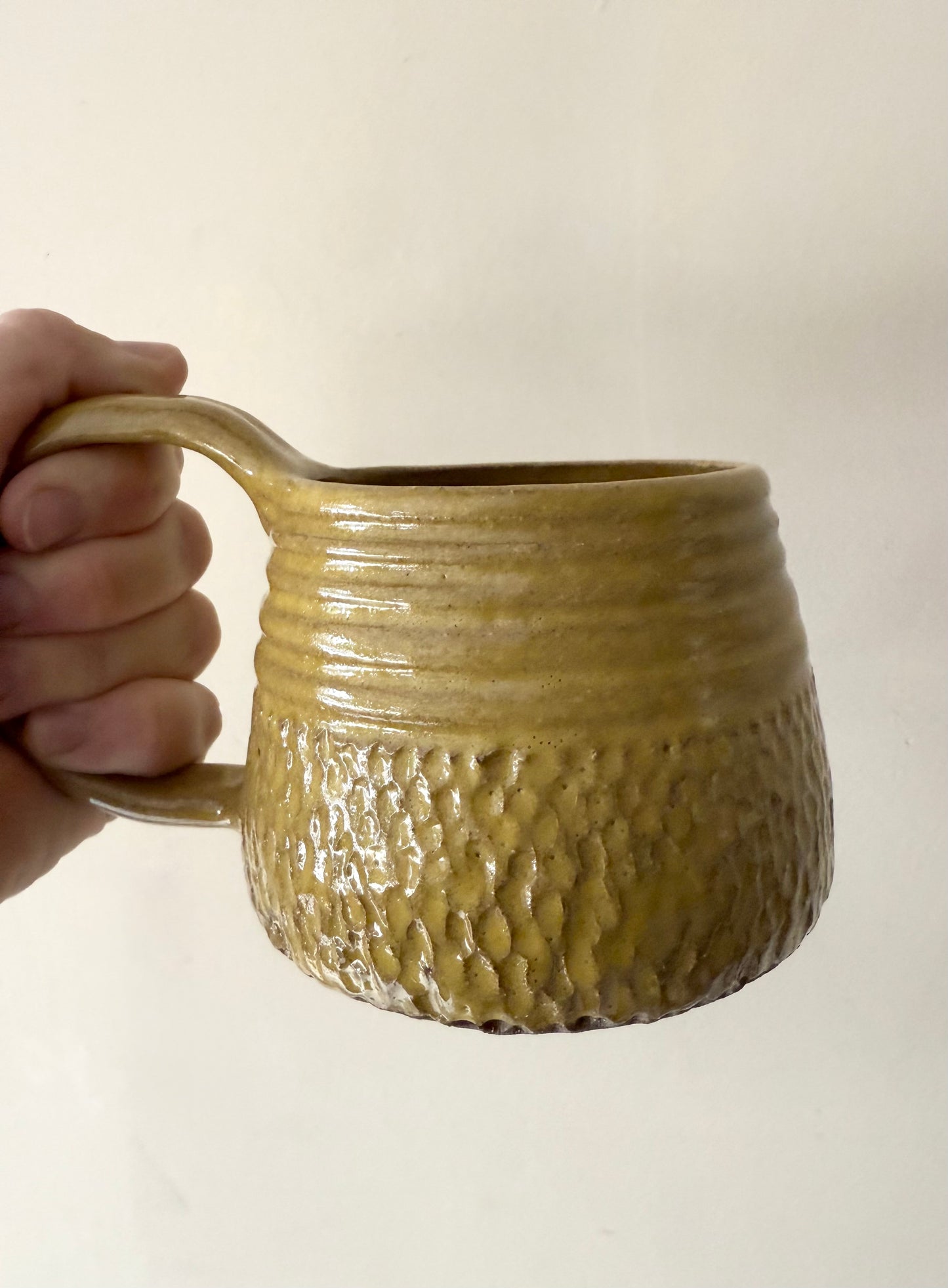 Mustard Half Carved Mug
