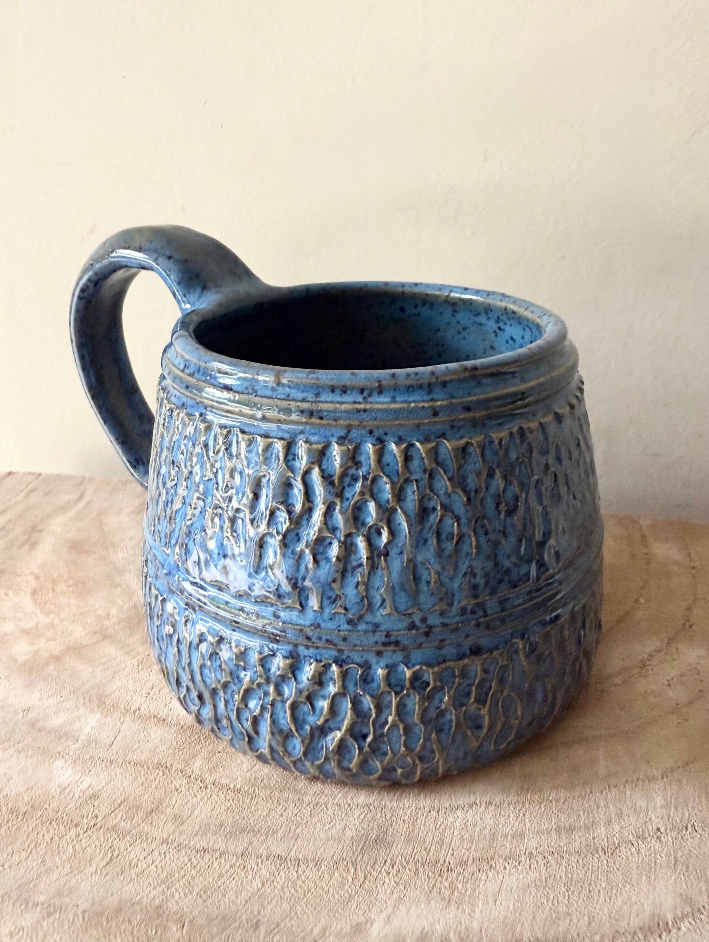 Blue Classic Carved Mug