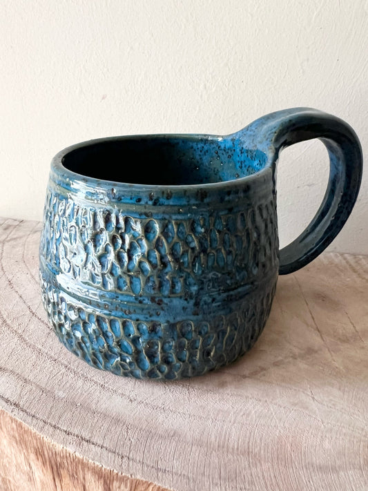 Blue Classic Carved Mug