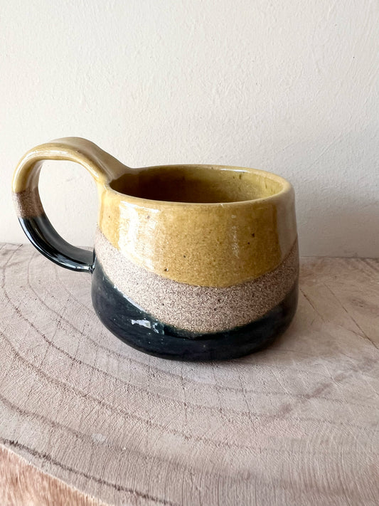 Mustard Blue Striped Small Mug