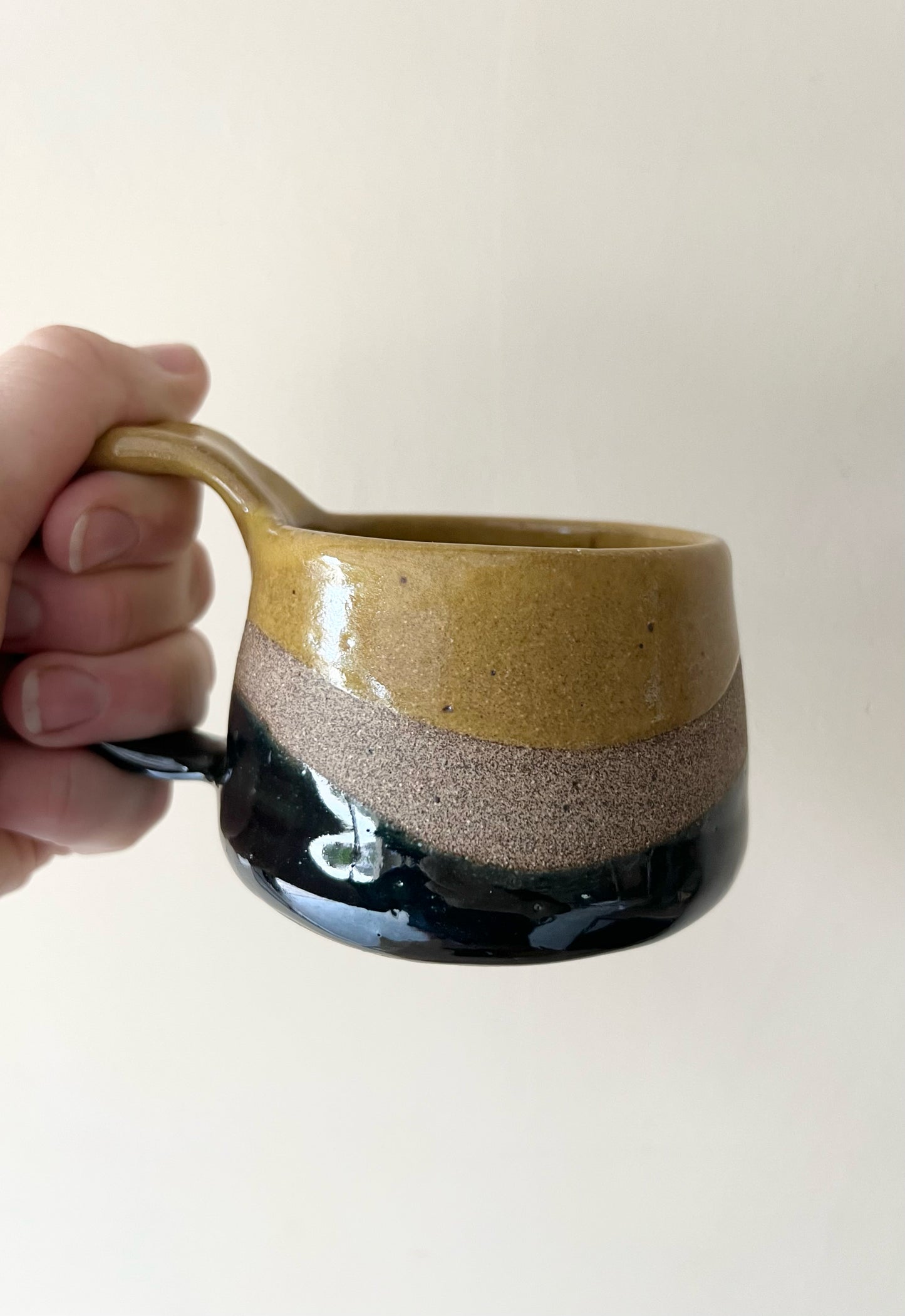 Mustard Blue Striped Small Mug