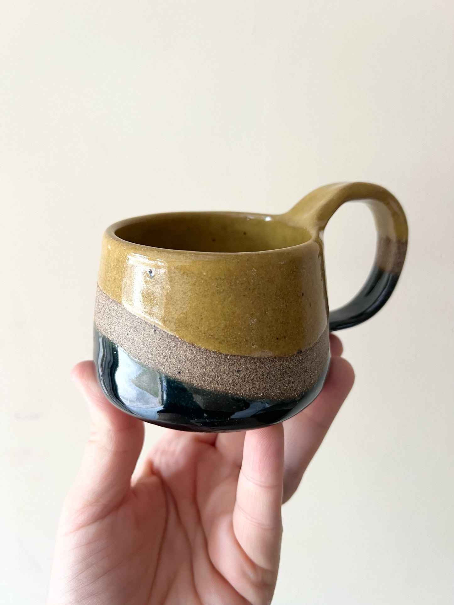 Mustard Blue Striped Small Mug