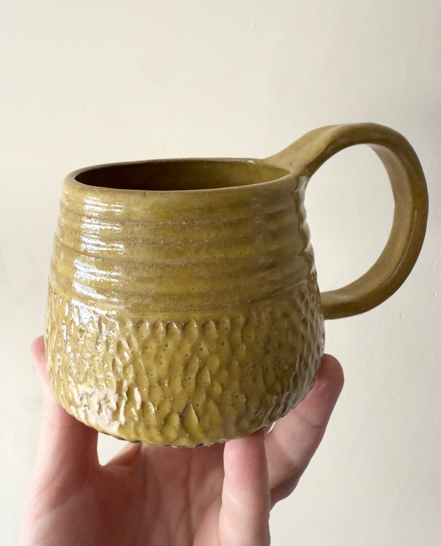 Mustard Half Carved Mug