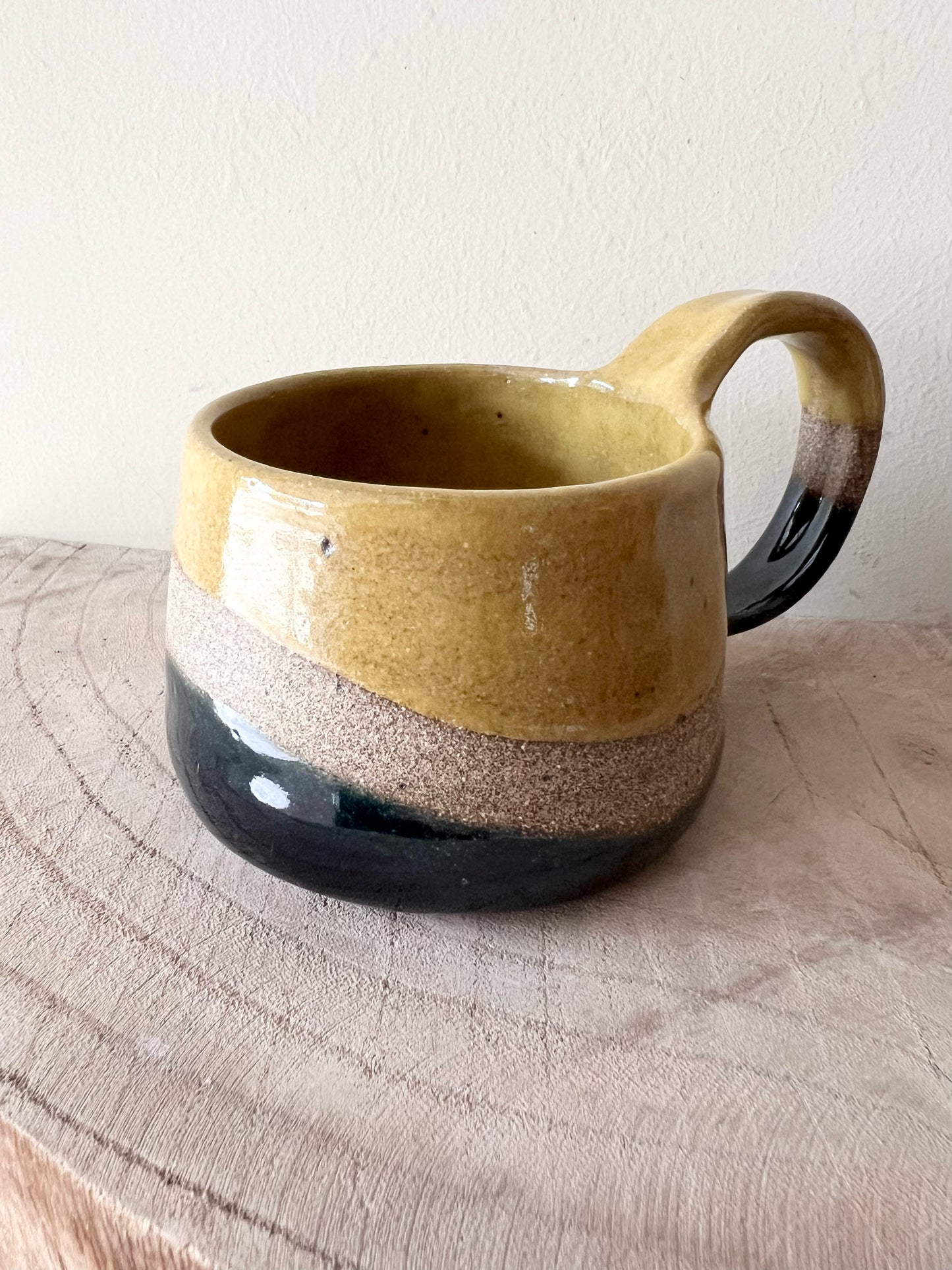 Mustard Blue Striped Small Mug