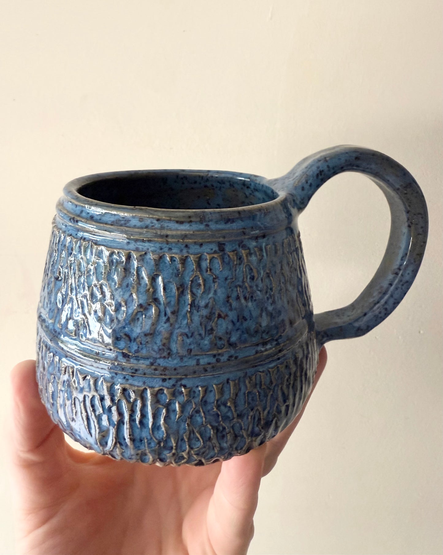 Blue Classic Carved Mug