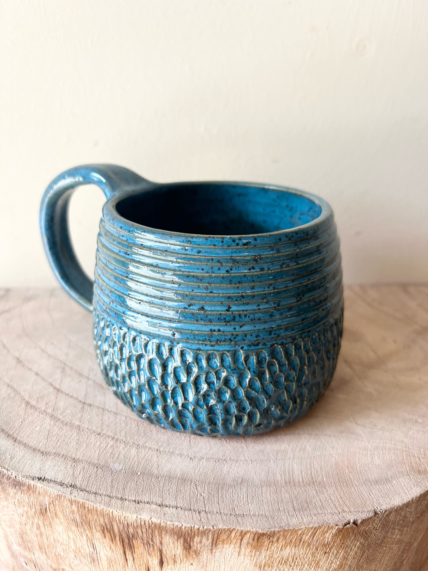 Blue Half Carved Mug