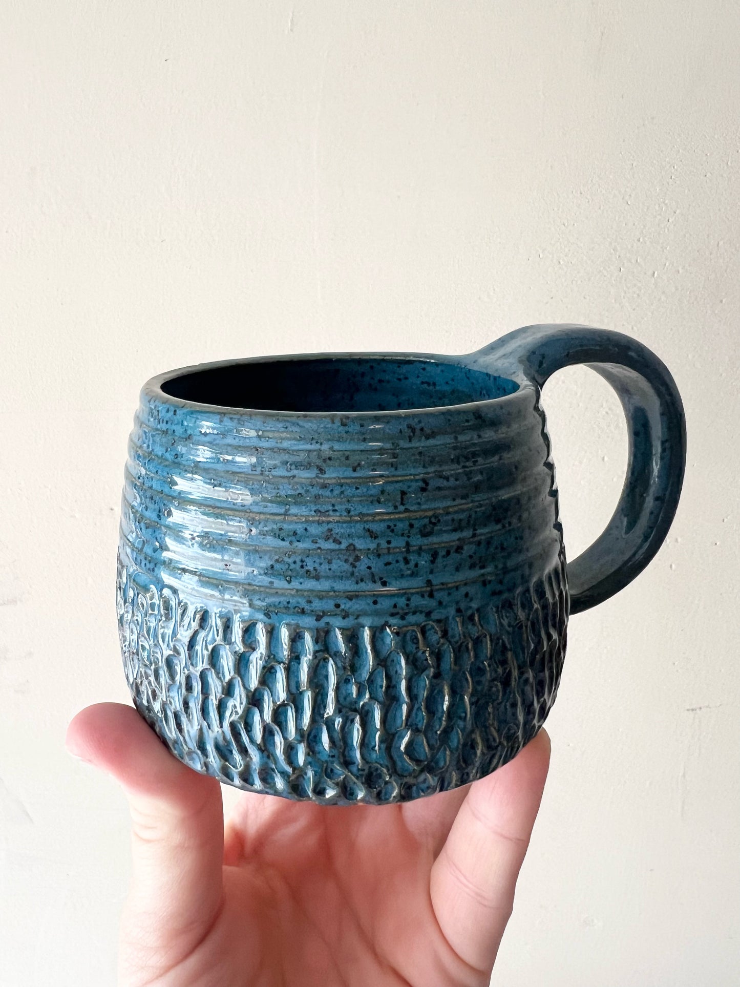 Blue Half Carved Mug