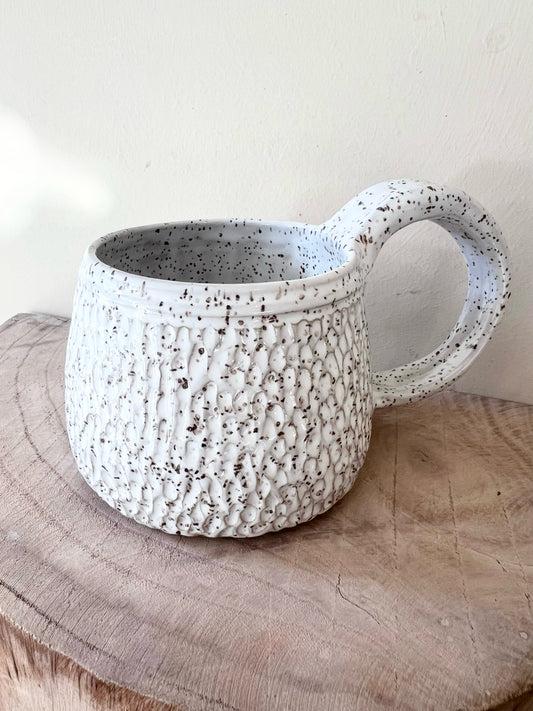 White Full Carved Mug