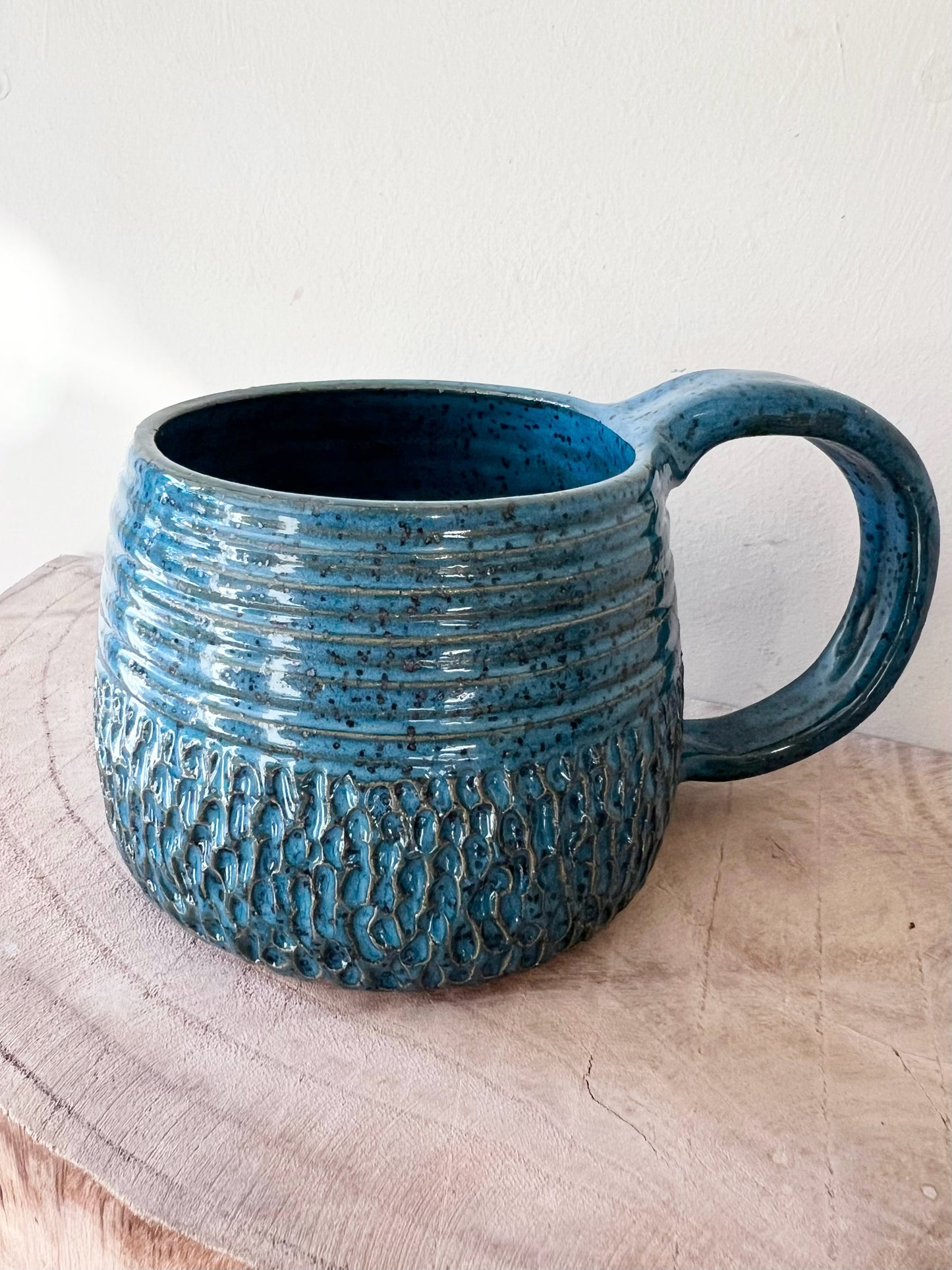 Blue Half Carved Mug