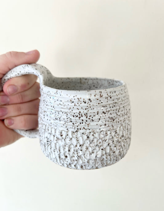 White Half Carved Mug