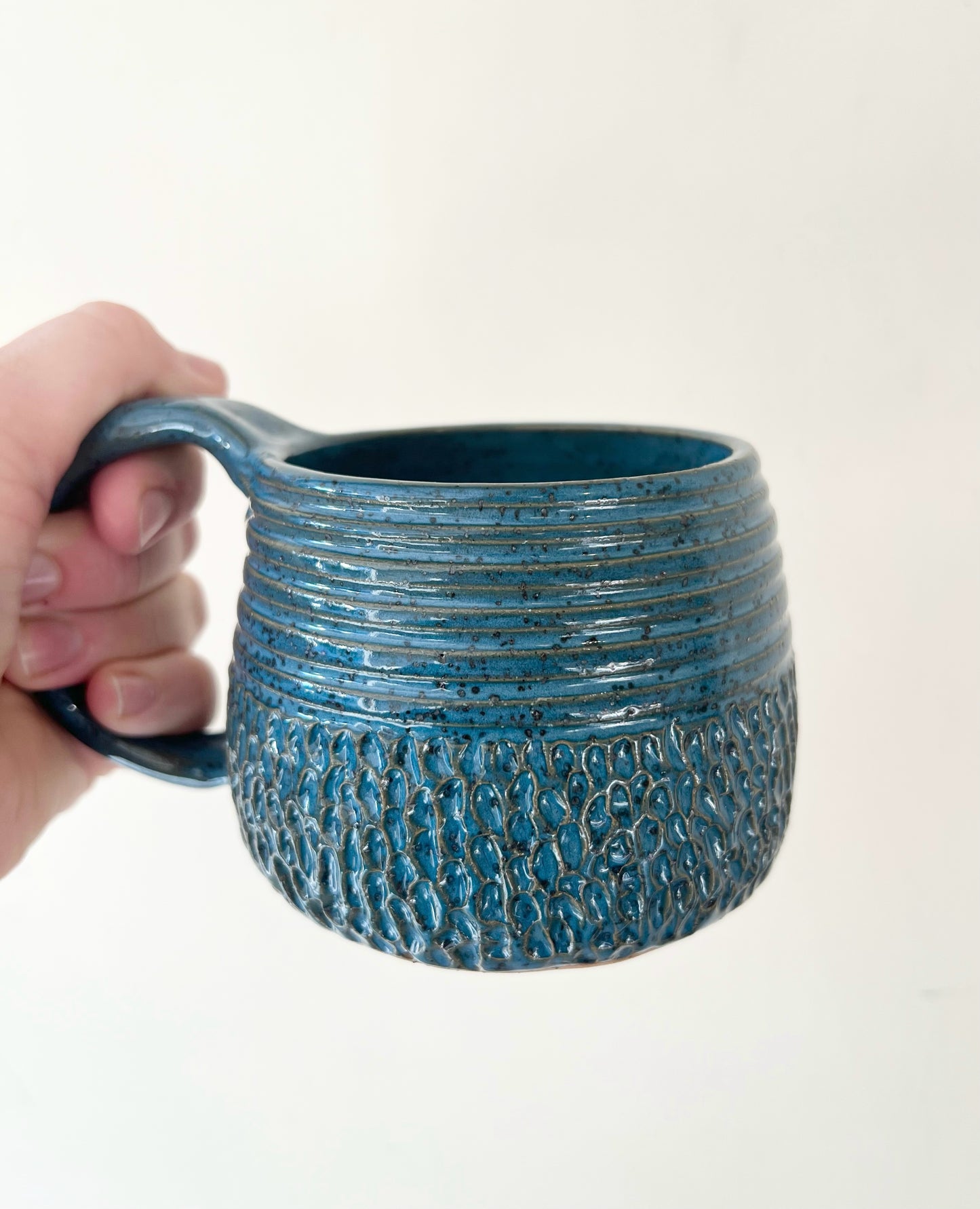 Blue Half Carved Mug