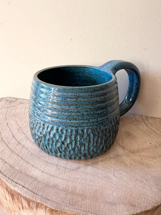 Blue Half Carved Mug