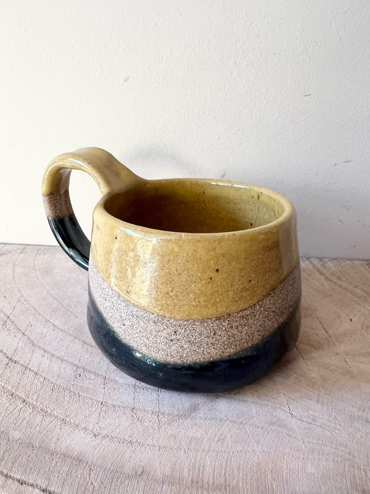 Mustard Blue Striped Small Mug