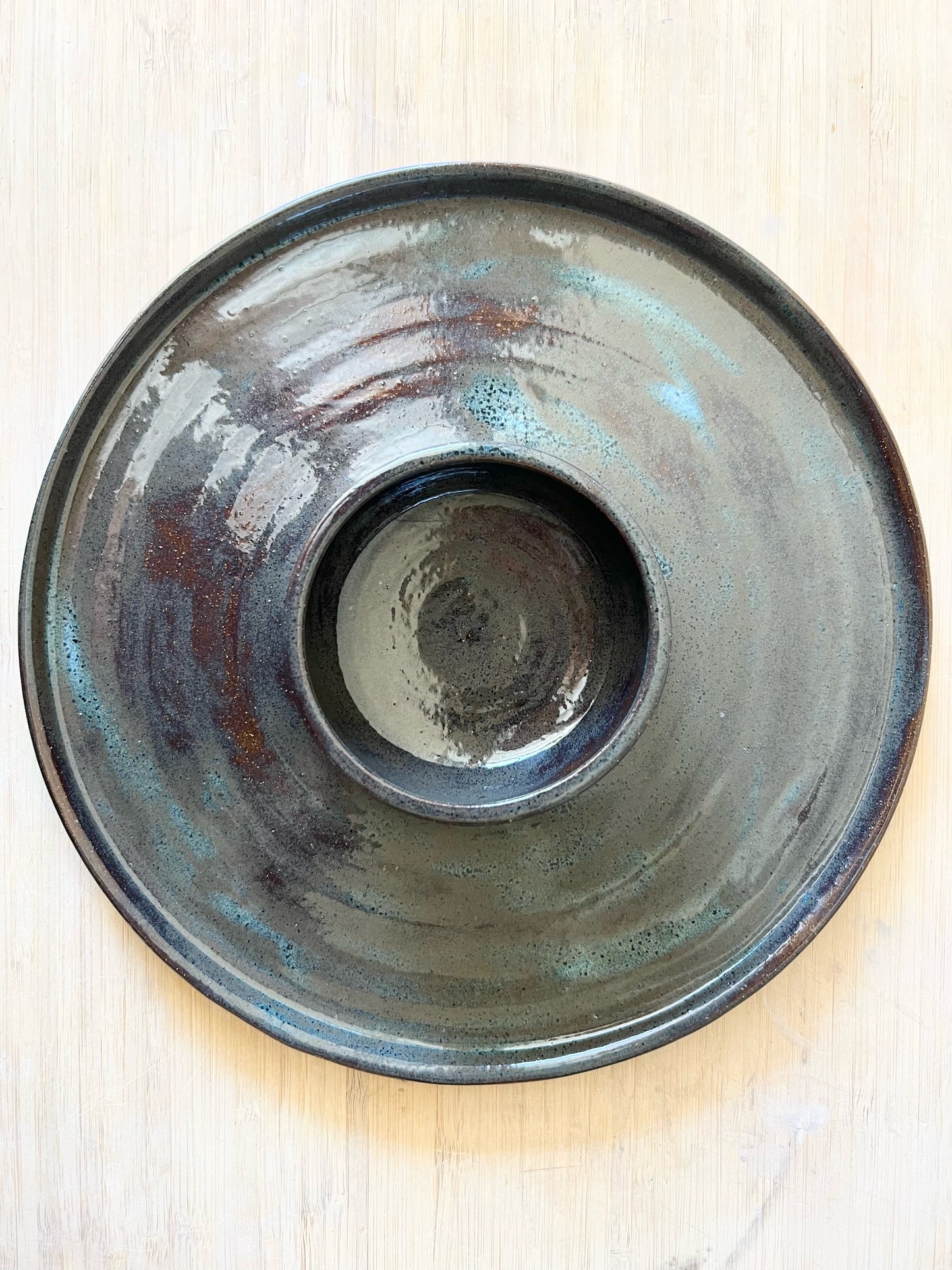 Blue/Green Chip and Dip Plate