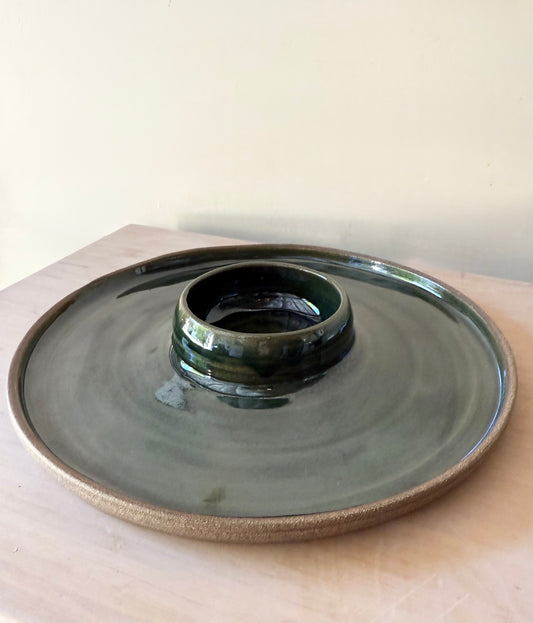 Green Chip and Dip Plate