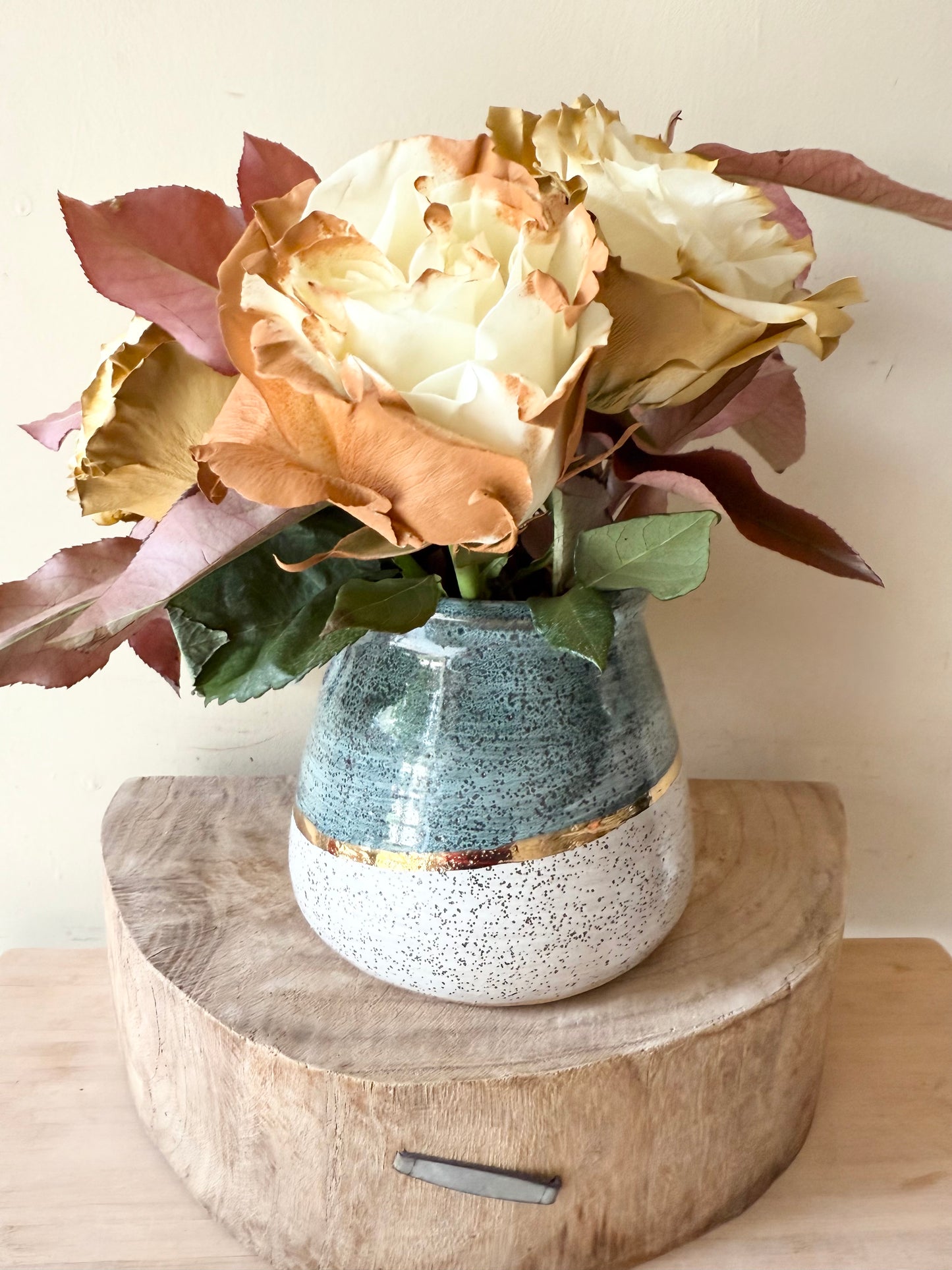 Speckled Moss Gold Vase